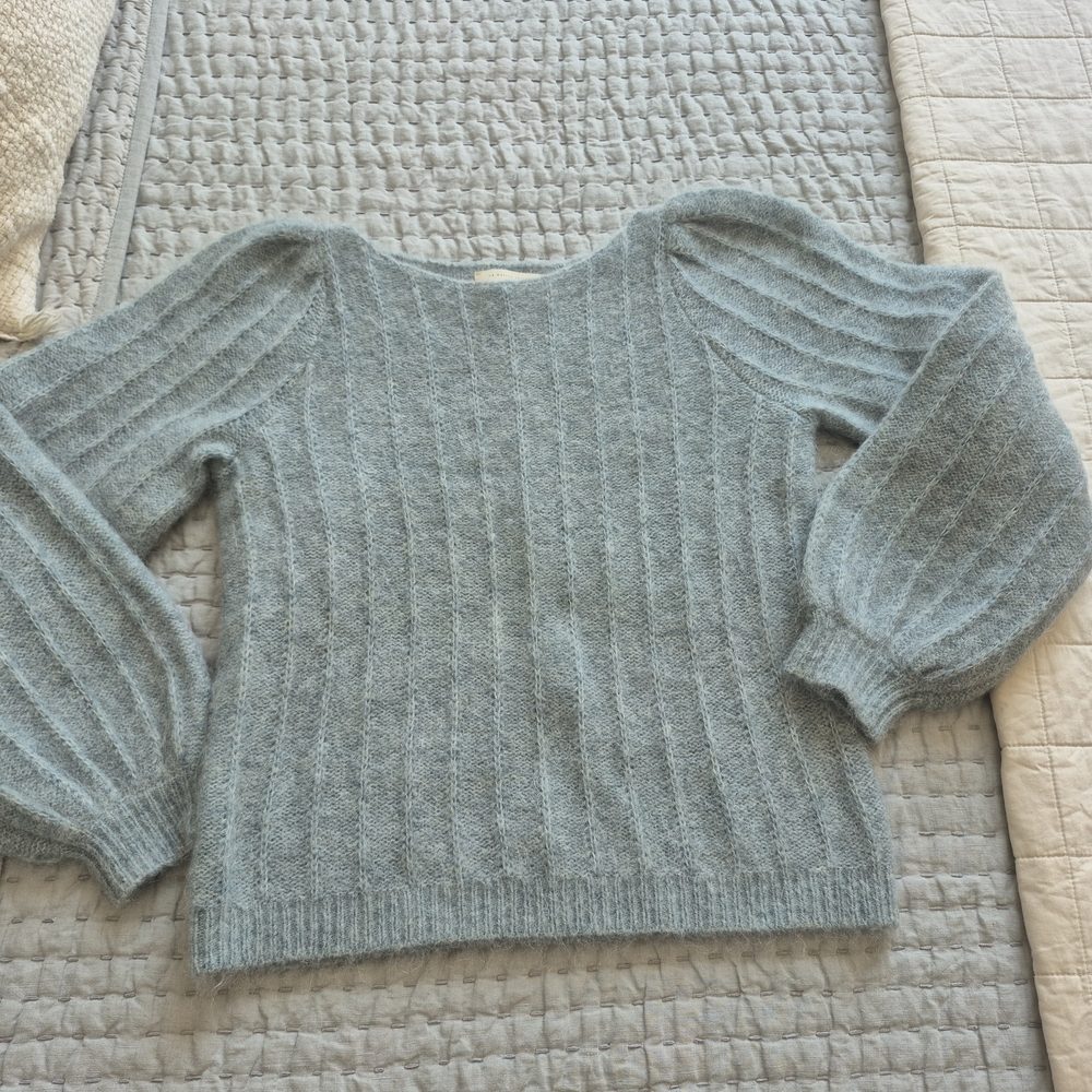 Sezane Light Blue Crew Neck Sweater